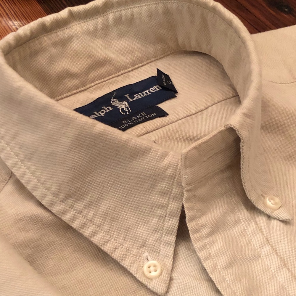 Ralph Lauren tan Oxford cloth button down , L
